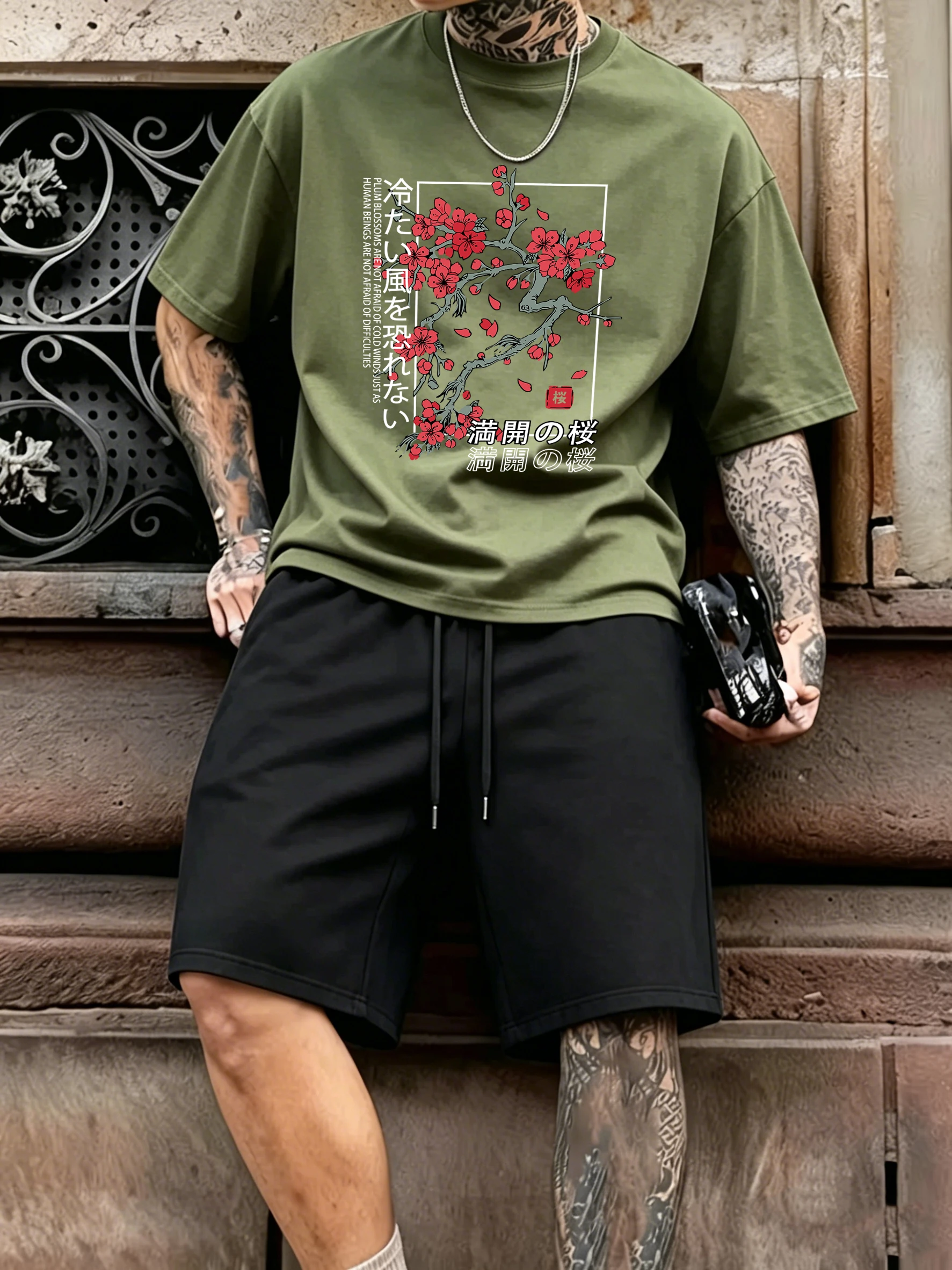 Conjunto de Pantalones Cortos de Playa para Hombre, Diseño Creativo con Estampado de Flores de Cerezo de Tokio, Japón, de Algodón, Verano, con Bolsillos, Deportivos, Combinables con Todo