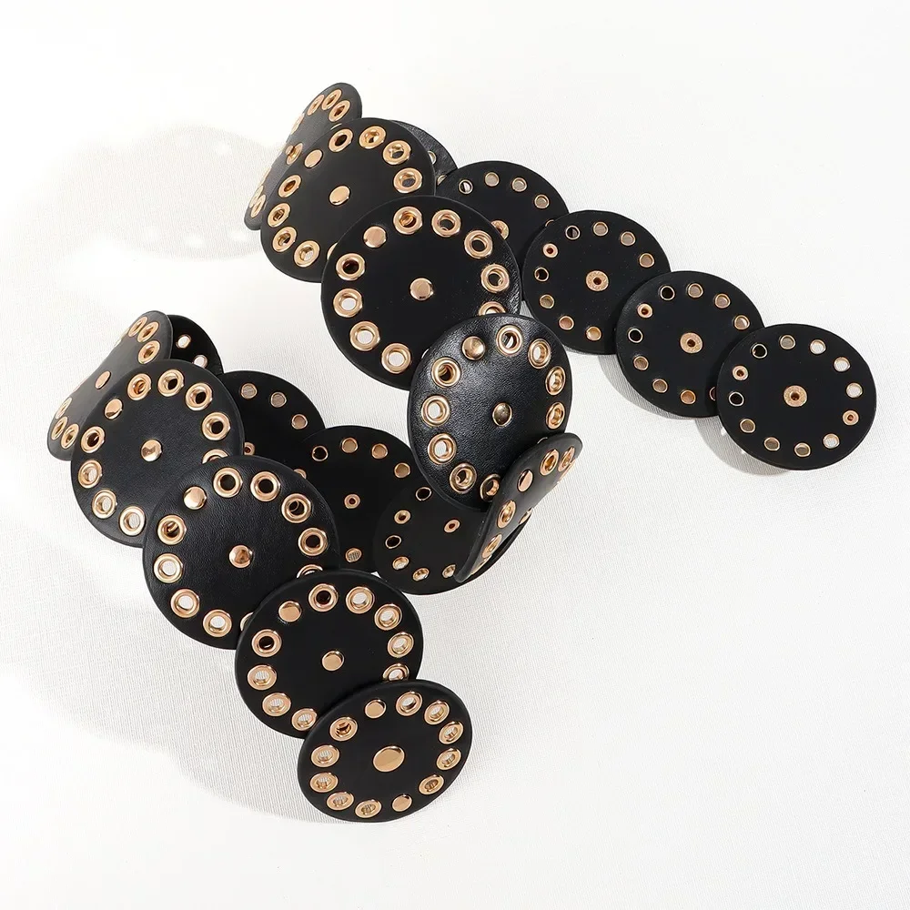 1pc novo estilo vintage feminino falso cinto de plutônio com rebite oval fivela cintura vintage cintos personalizados