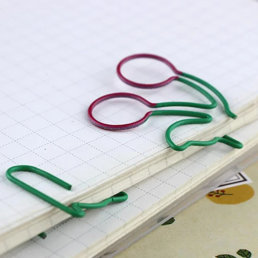 20pcs Cute Cherry Mini Binder Clips Multifunction Photos Tickets Memo Letter Paper Clip Student Bookmark Clamp Office Stationery