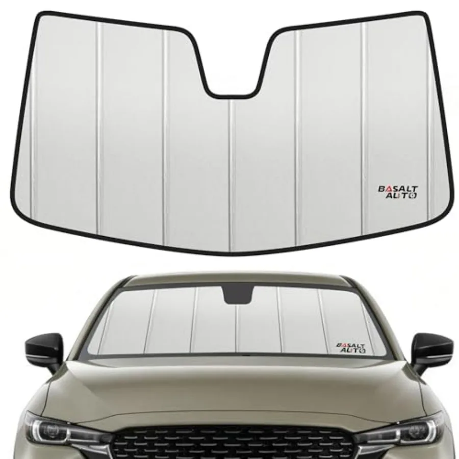 

CX-5 windshield sun shade for 2017-2025 models, upgraded 6-layer accordion-folding front visor in black, heat-reflective materi