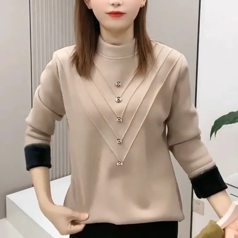 

Термальный топ с длинными рукавами, свободный крой, стиль поло, осень-зима, новая женская толстовка TT273