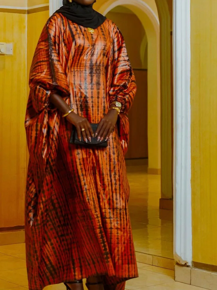 

Women's African Ankara Boubou Dashiki Kaftan Long Gown Soft Cotton Brocade Embroidery for Ramadan Eid Party Wear