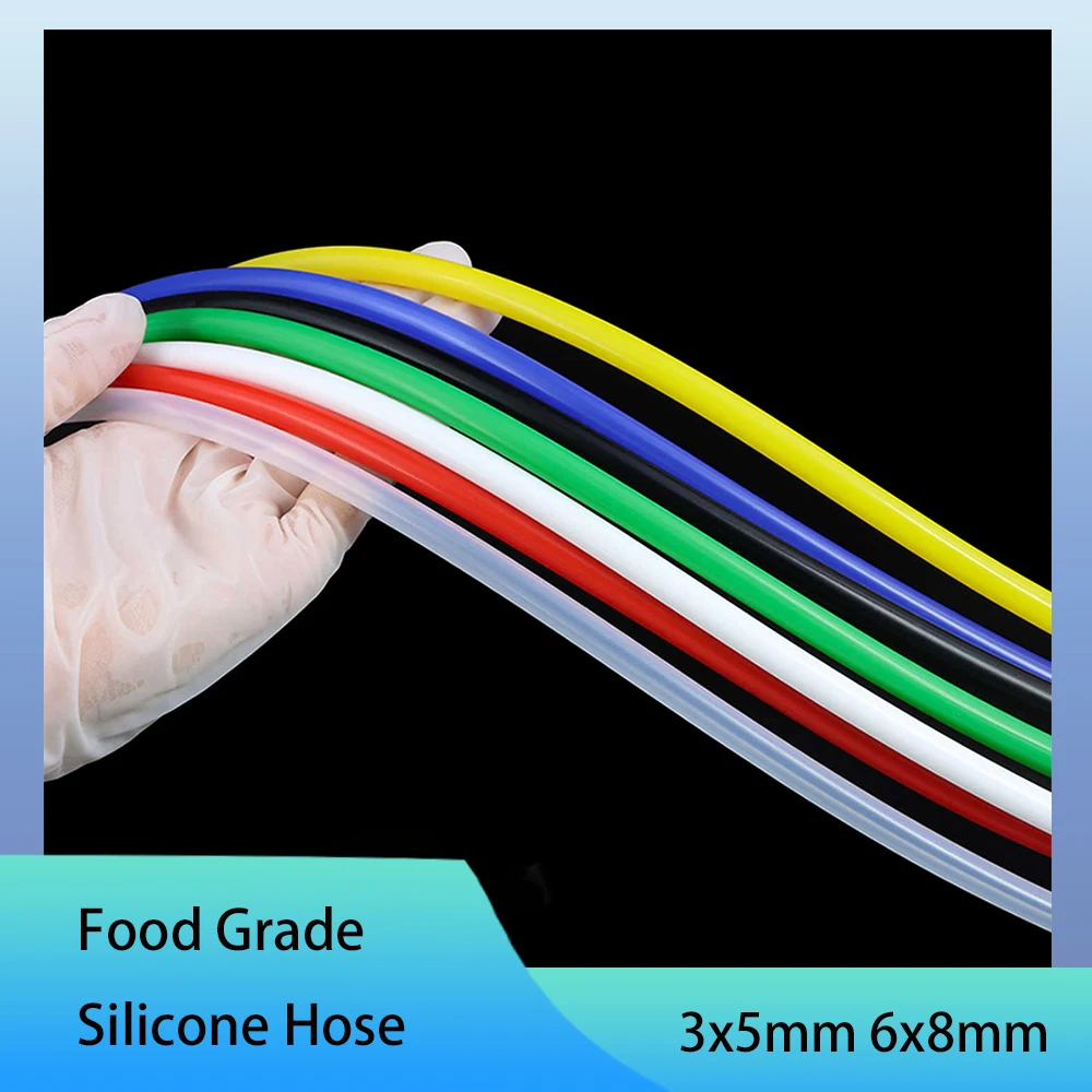 1-6M 3x5mm 6x8mm Silicone Tube Colorful Rubber Hose High Temperature Nontoxic Food Grade Tubing Soft Water Connector Drink Pipe