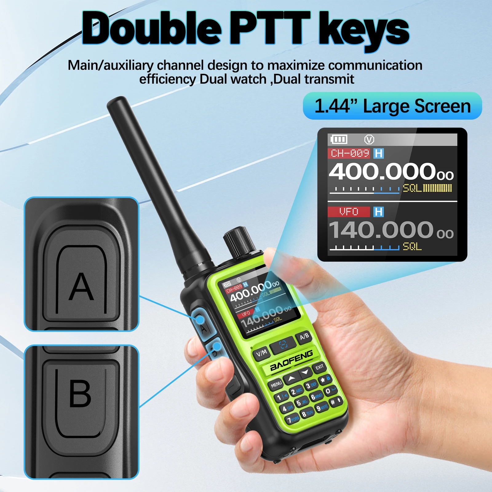 BAOFENG UV-5R جهاز اتصال لاسلكي صغير رباط هوائي بلوتوث برمجة نسخة لاسلكية تردد 999CH كامل النطاق طويل المدى راديو اتجاهين