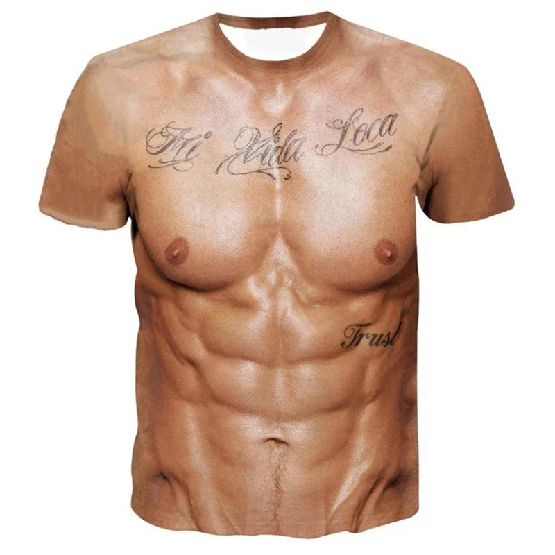 Herren Neuheit Fake-Muskel-T-Shirt für Scherze, Party, Cosplay-Kostüm – Detail 5
