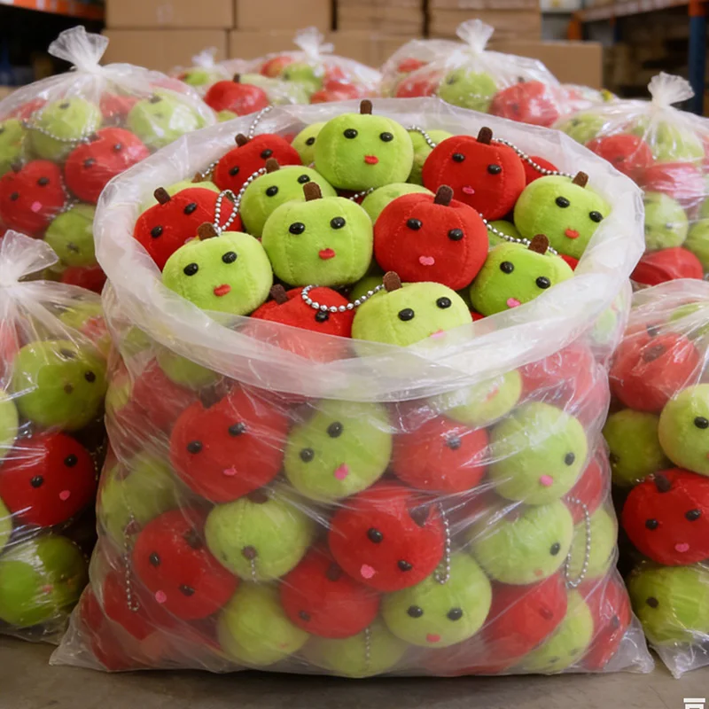 1-20pcs Funny Ugly Cute Apple Tongue-spitting Pendant Green Red Apple Plush Keychain Fruit Keyring Bag Accessories Friend Gifts