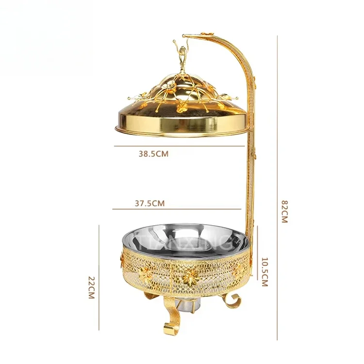 bang for your buck Wedding Catering Equipment Golden Hot Pot Plate Buffet Set Hot Pot Food Heater Set Cut Vegetables