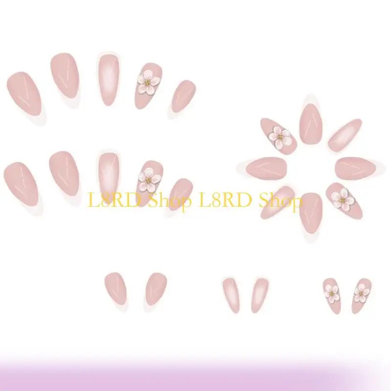 L8RD 1 zestaw Naciśnij na paznokieć, migdałowe sztuczne kleje do paznokci na paznokciach sztuczne paznokcie paznokcie akrylowe