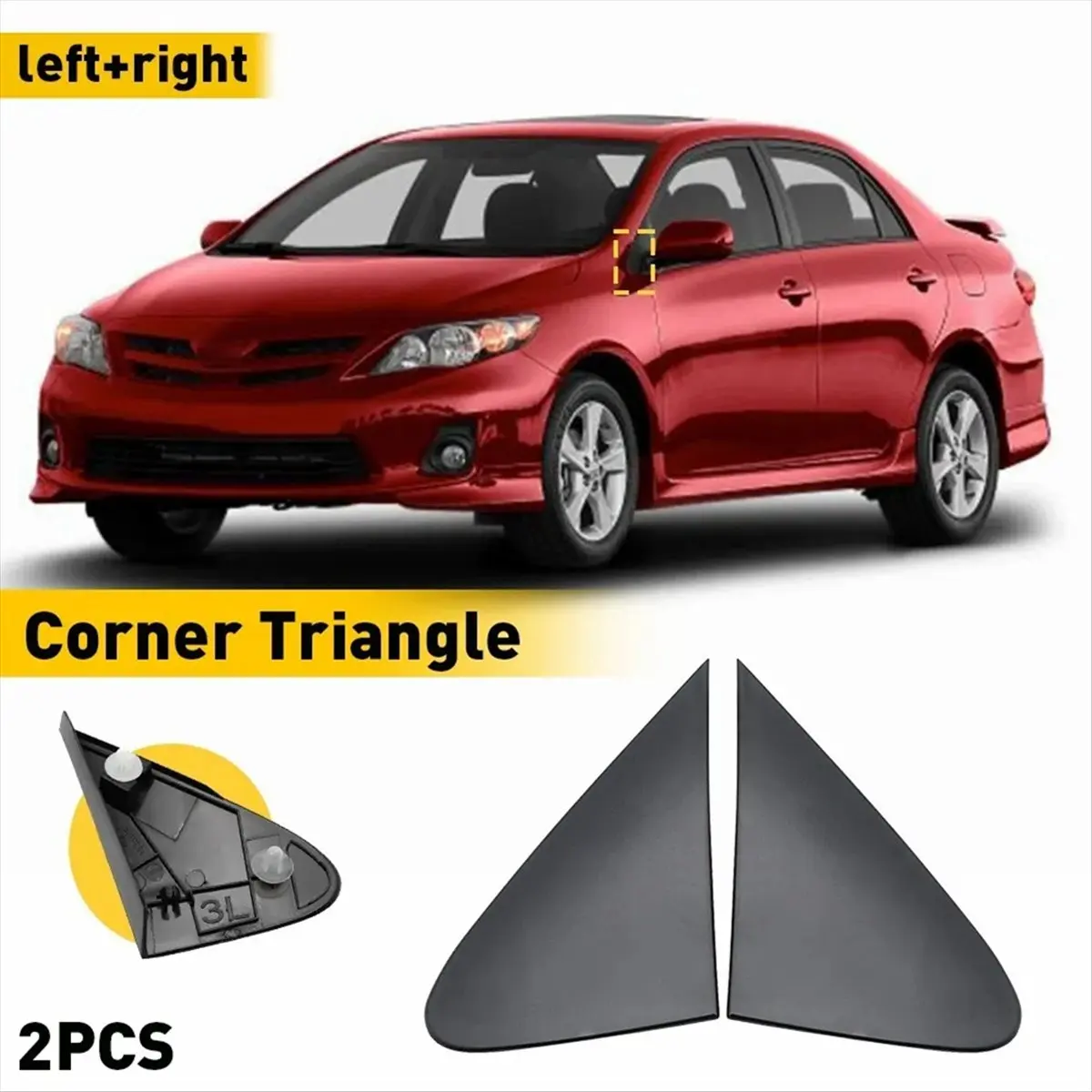 11-Reversing Mirror Triangle Plate Trim Cover 60117-02060 60118-02060 for Toyota Corolla 2007-2013 Rearview Mirror Fender