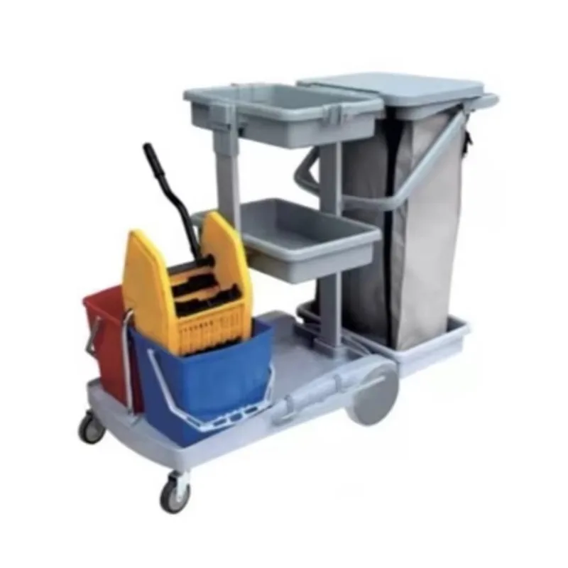 Supplies Folding Hotel Cleaning Janitorial Trolley Hotel Housekeeping Maid Cart Trolley Janitor Cart Cleaning Service Trolley