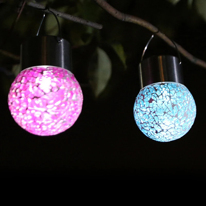 2022 الشمسية فسيفساء زجاج مجروش الكرة مصابيح تعليق للزينة احتفالية الديكور في الهواء الطلق مقاوم للماء فناء حديقة أضواء الزخرفية