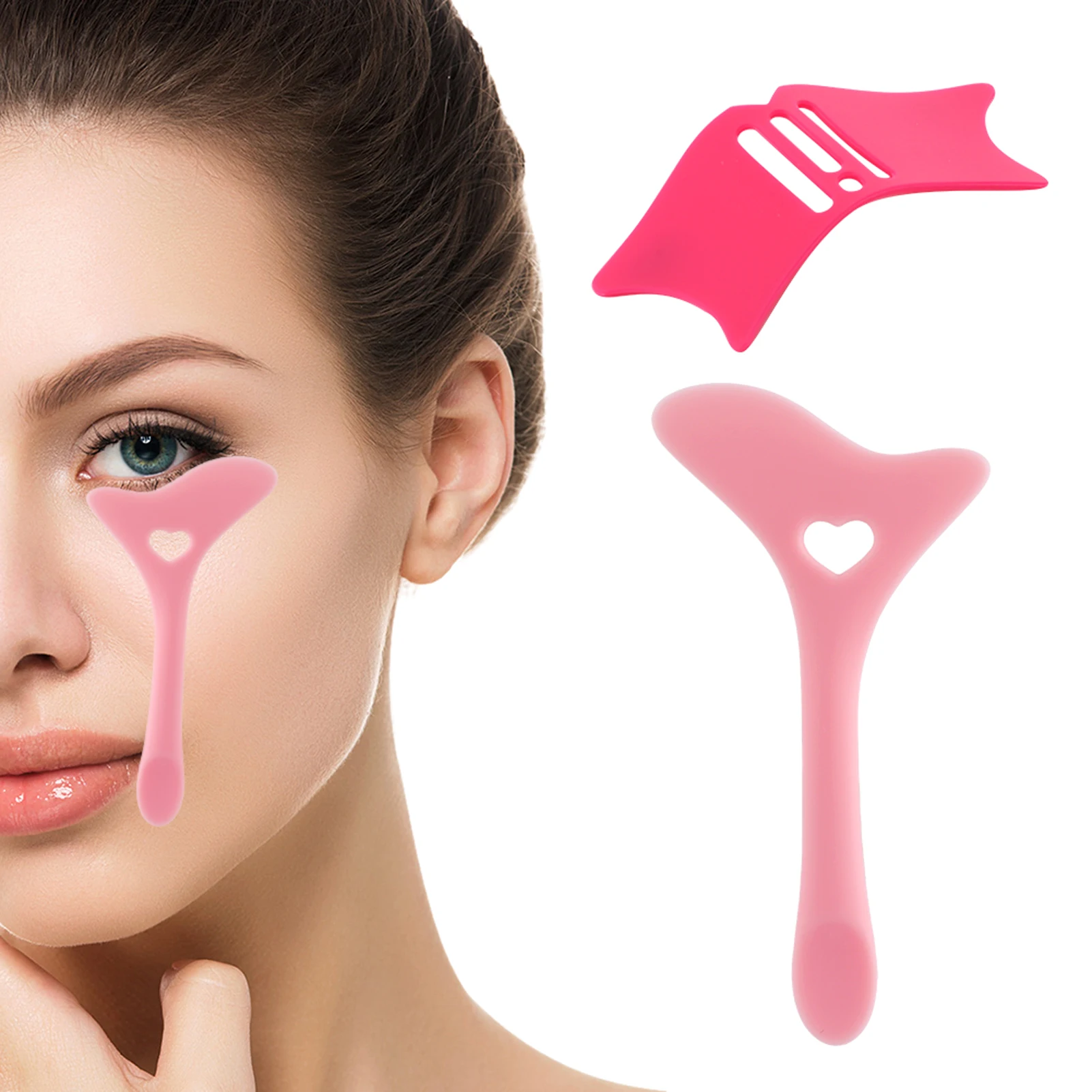 2 pçs iniciantes ajuda nariz sombra ferramenta multifuncional modelo de silicone macio reutilizável guia facial aplicador delineador estêncil conjunto