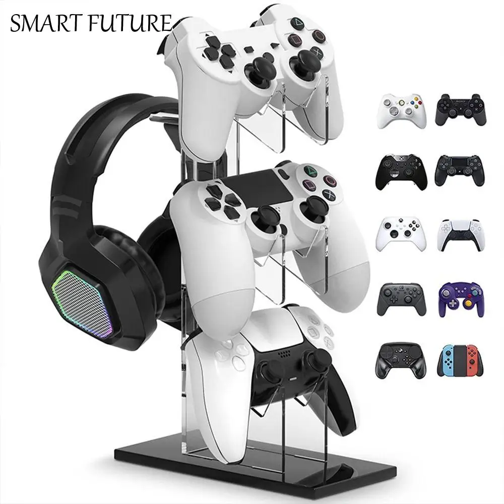 

Durable Acrylic 3-Layer Controller Holder White Transparent Game Handle Display Stand Universal Black Computer Room