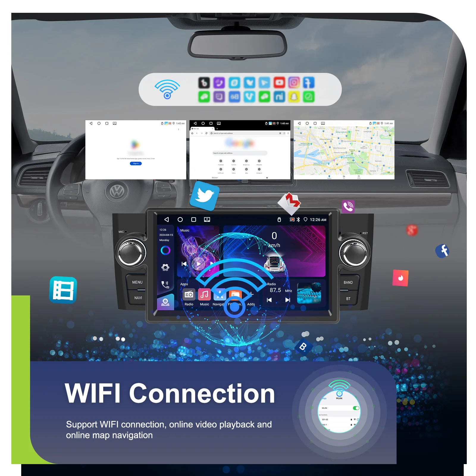 Podofo 1Din Android 4+64G Autoradio für FIAT Punto 05-09/Linea 07-11 Carplay Android Auto GPS WIFI Mirror Link Auto-Audio-Stereoanlage – Detail 23