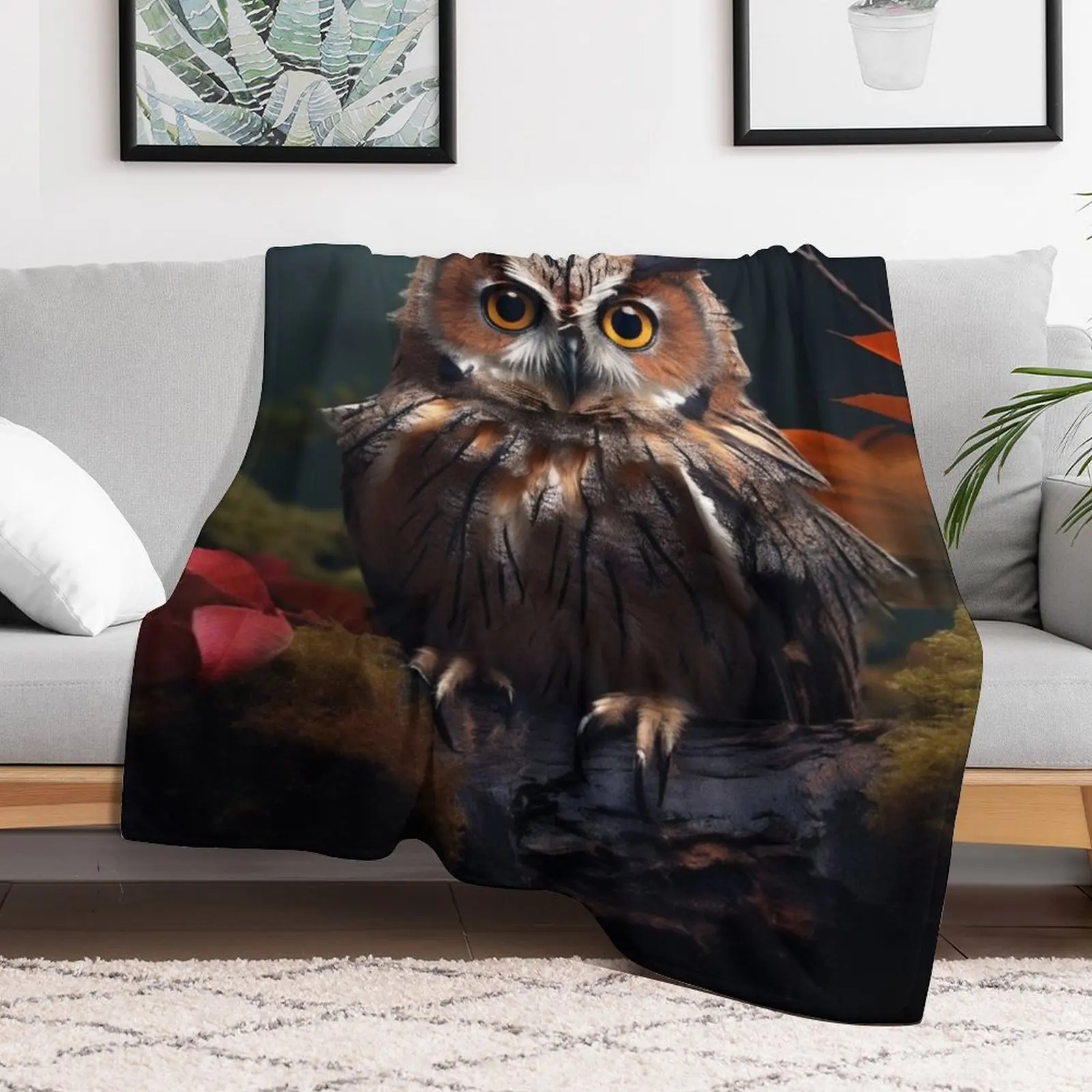 Hibou des bois enchanté Throw Blanket Luxury Designer Hairy Decorative Beds Blankets