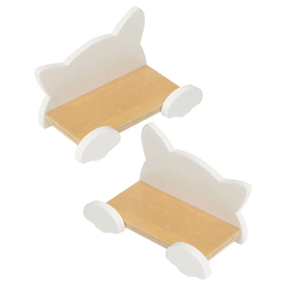 

2Pcs Mini Wall Shelf Wooden Rack Decorative Miniature House Furniture Kids Room Storage Display Shelving Accessories