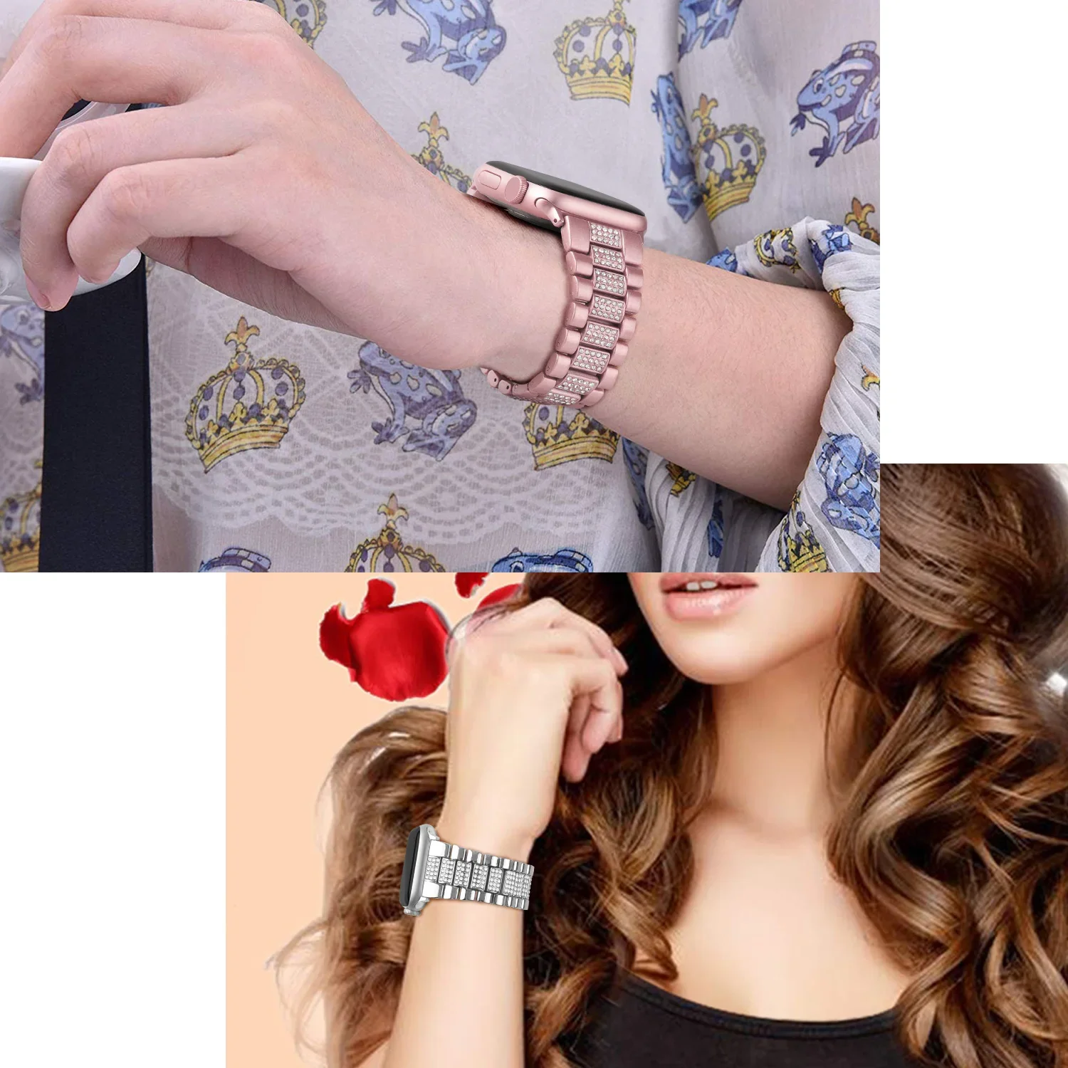 Metal Strap Compatible With Apple Watch 49mm 46mm 45mm 44mm 42mm 41mm 40mm Women Diamond For iWatch Ultra 10 9 8 7 6 5 4 SE band