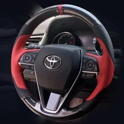 Customized Hand Sewing Car Steering Wheel Cover for Toyota Camry Avalon Corolla Highlander RAV4 Leather Fiber Car Accessories