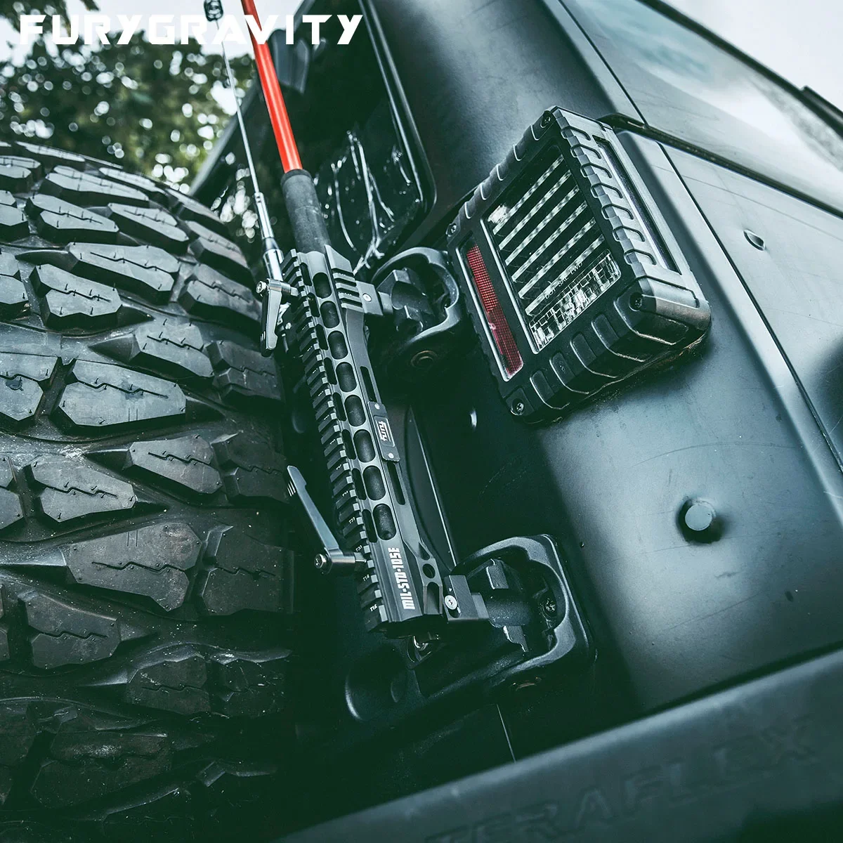 New style FURYGRAVITY Aluminum Flag Pole Mounting Bracket, Heavy Duty Antenna & Flag Pole Holder For Jeep Wrangler JK/JL Rubicon