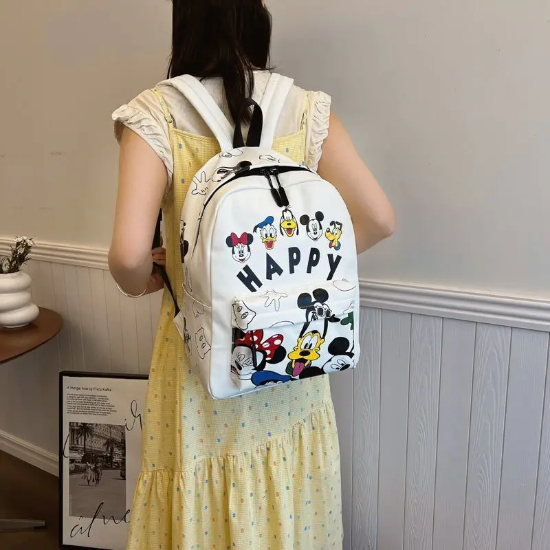 

Disney Mickey Korean Version Versatile Backpack 2025 New Cute Cartoon Print Travel Shoulders Bag Large Capacity Casual Backpack