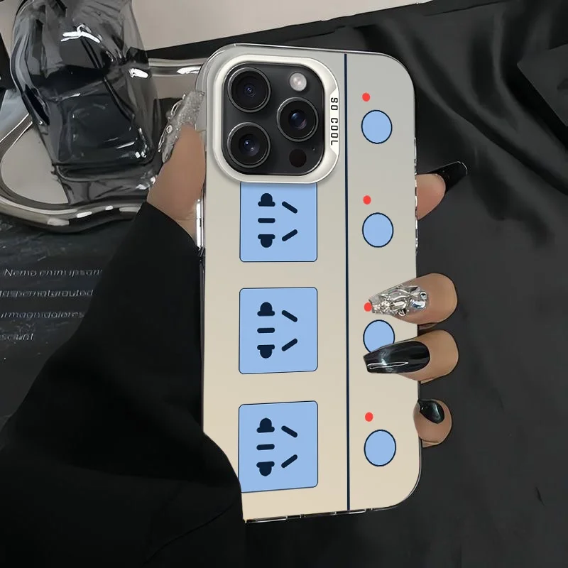 

Power strip pattern design phone case for iPhone 17 16 15 14 13 12 11 Pro/ Max/Plus shock-proof rear cover anti-fingerprint