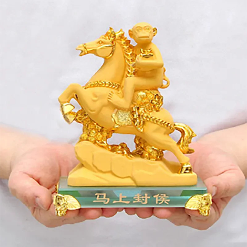 

Chinese Resin Horse Monkey Sculpture Ornaments Office Living Room TV Cabinet Desktop Decorations Decor Give Gifts Lucky Money