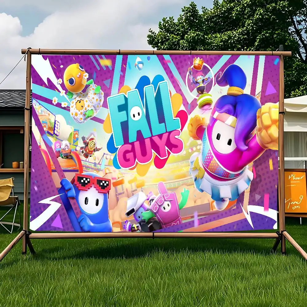 Game F-Fall Guys Happy Birthday Banner Backdrop For Birthday Banner Party Background Decor Decorations