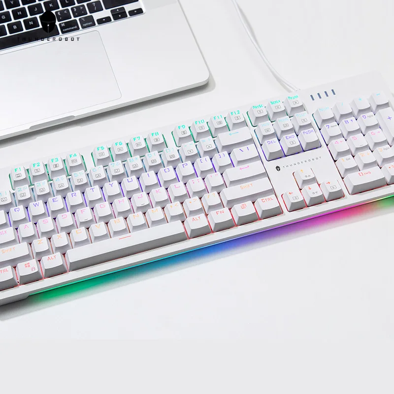 ThundeRobot KG3104 104คีย์คีย์บอร์ด USB แบบมีสาย LED Backlit Gaming คีย์บอร์ด Gamer สีฟ้าสีแดงสำหรับเดสก์ท็อป