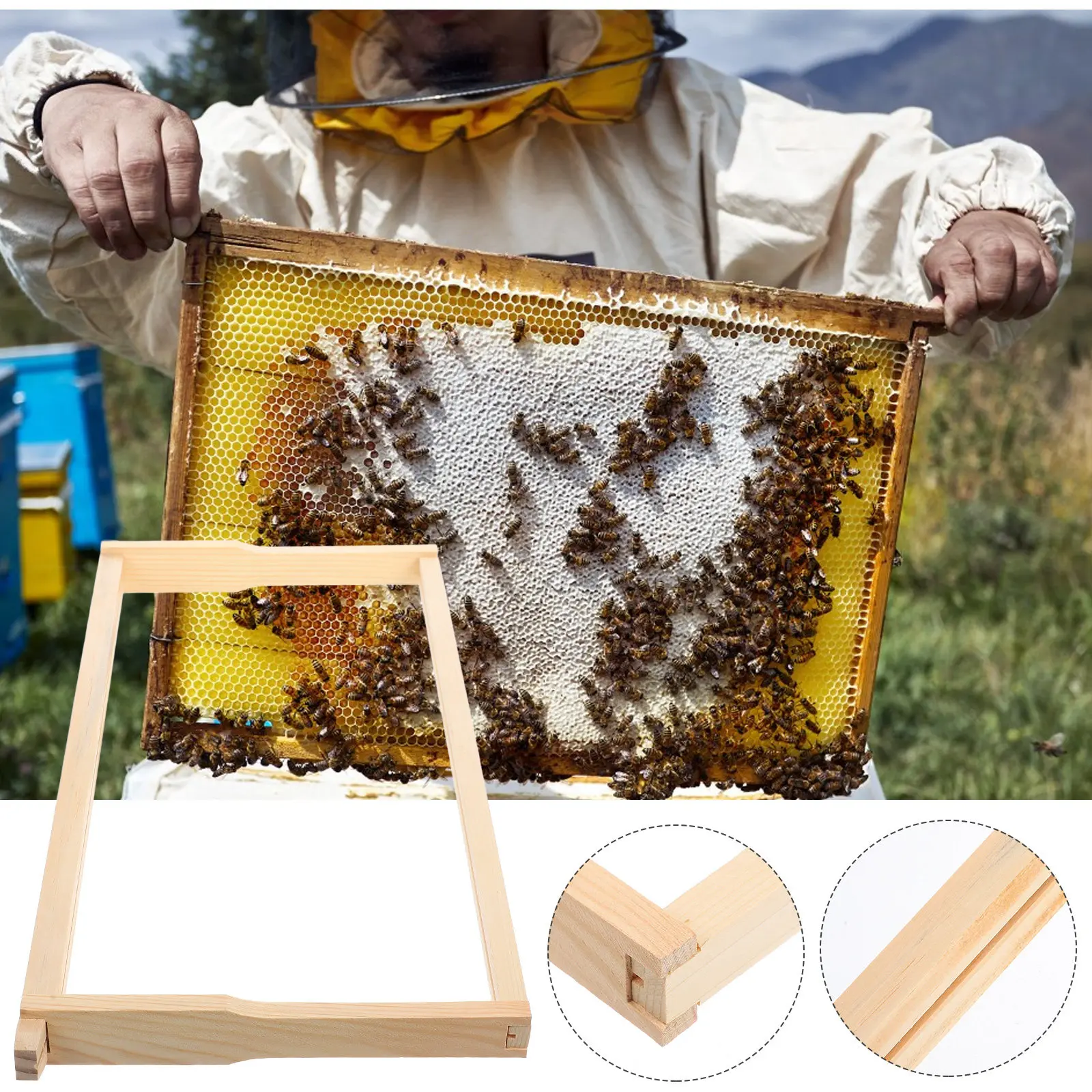 Nest Foundation Beehive Frame Made of Solid Pine Wood for Hobbyist and Professional Beekeepers Convenient Beekeeping Frames