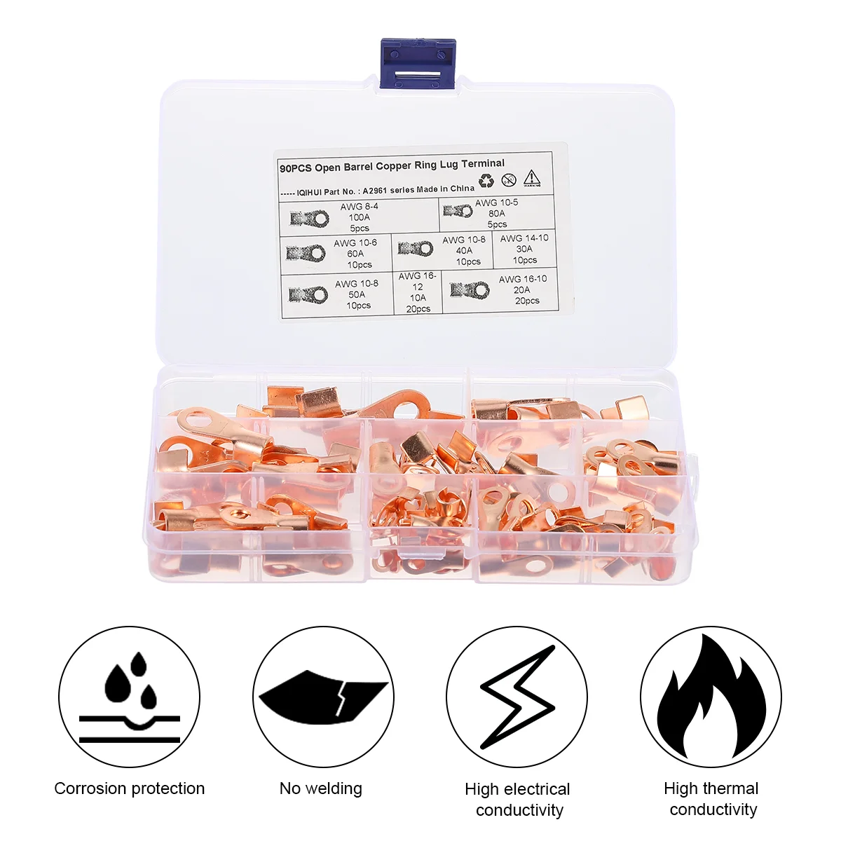 Wire Connector Copper Cold-press Terminal Open Nose Connectors Circular Splice Crimp Fitness Cable