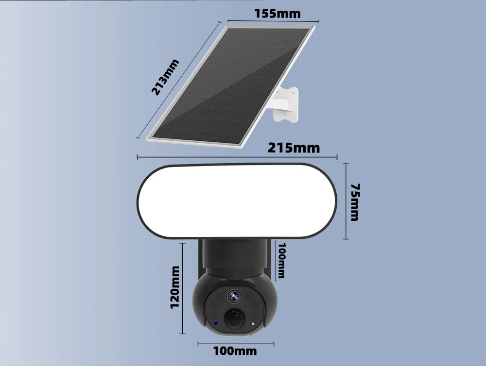 Glomarket Solar Floodlight intelligent Camera 3MP Full HD Smart Security Camera Human Body Detection