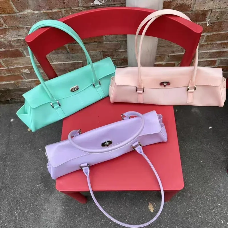 Pvc Jelly Buns Transparent Bags For Women Luxury Designer Handbag Purse New In summer Fashion Large Capacity Underarm Shoulder