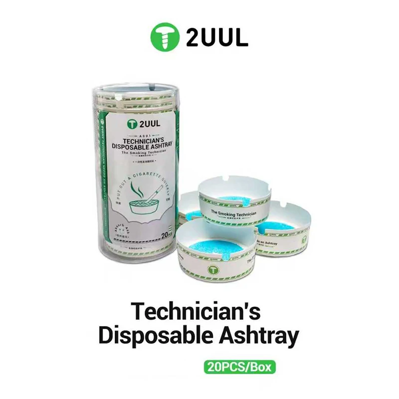 2UUL AS01 20PCS/Box Technician's Disposable Ashtray Cigarette Absorber Home Hotel Bars Smoking Accessories Remove Odor Ash Tray