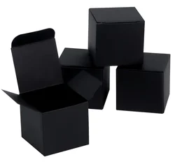 Black Gift Boxes 2x2x2 inches, 100 Pack Small Kraft Cardboard Gifts Boxes Paper Cube Favor Box Easy Assemble Paper Gift Box with