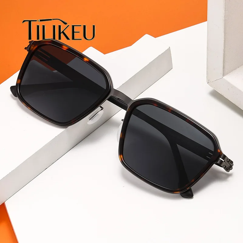 German Designer Polarized Sunglasses For Men Outdoor Driving Fishing Square Shades UV400 Luxury Classic Screwless Sunglasses