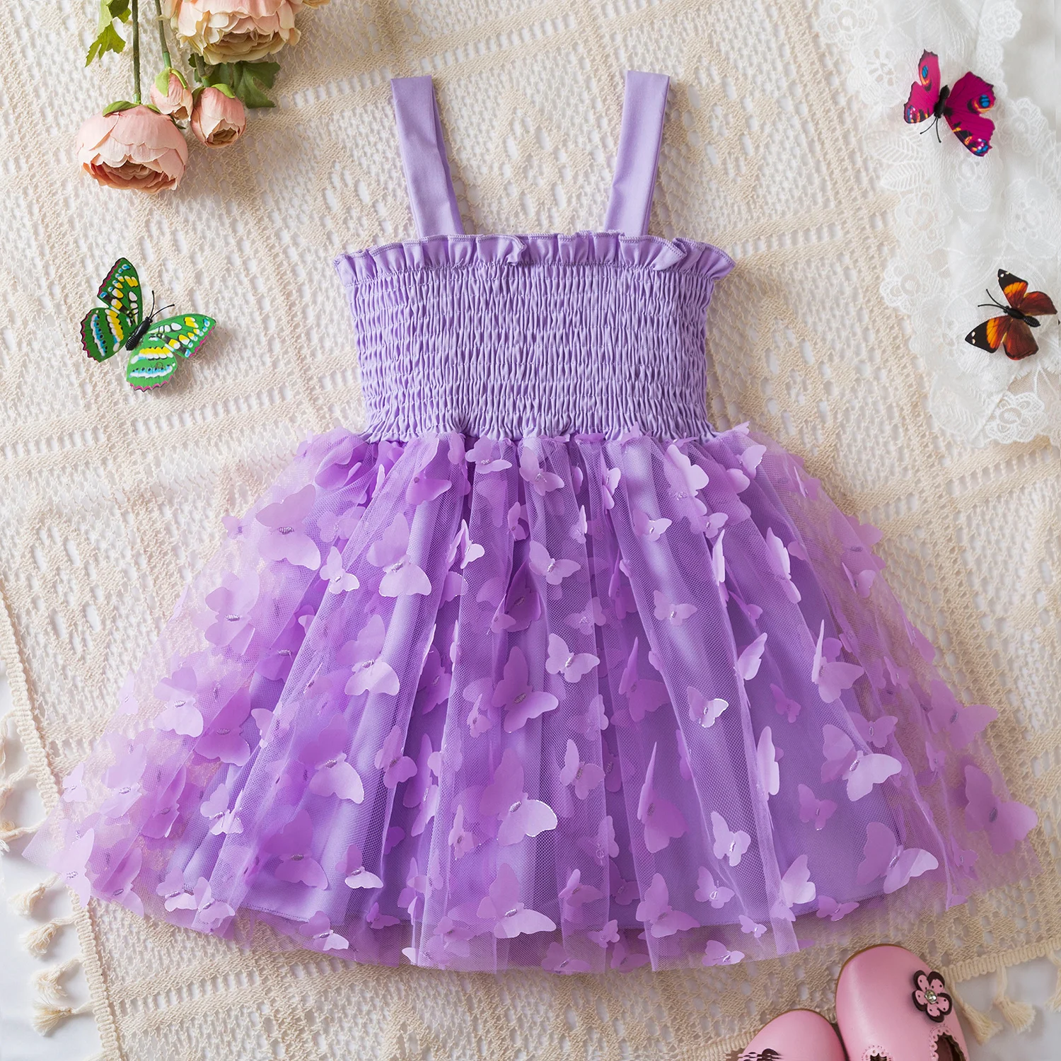 Baby Girls Clothes for Party 2024 New Summer Princess Dress for 2-6Y Children Clothings 3D Butterfly Cute Baby Carnival Costumes