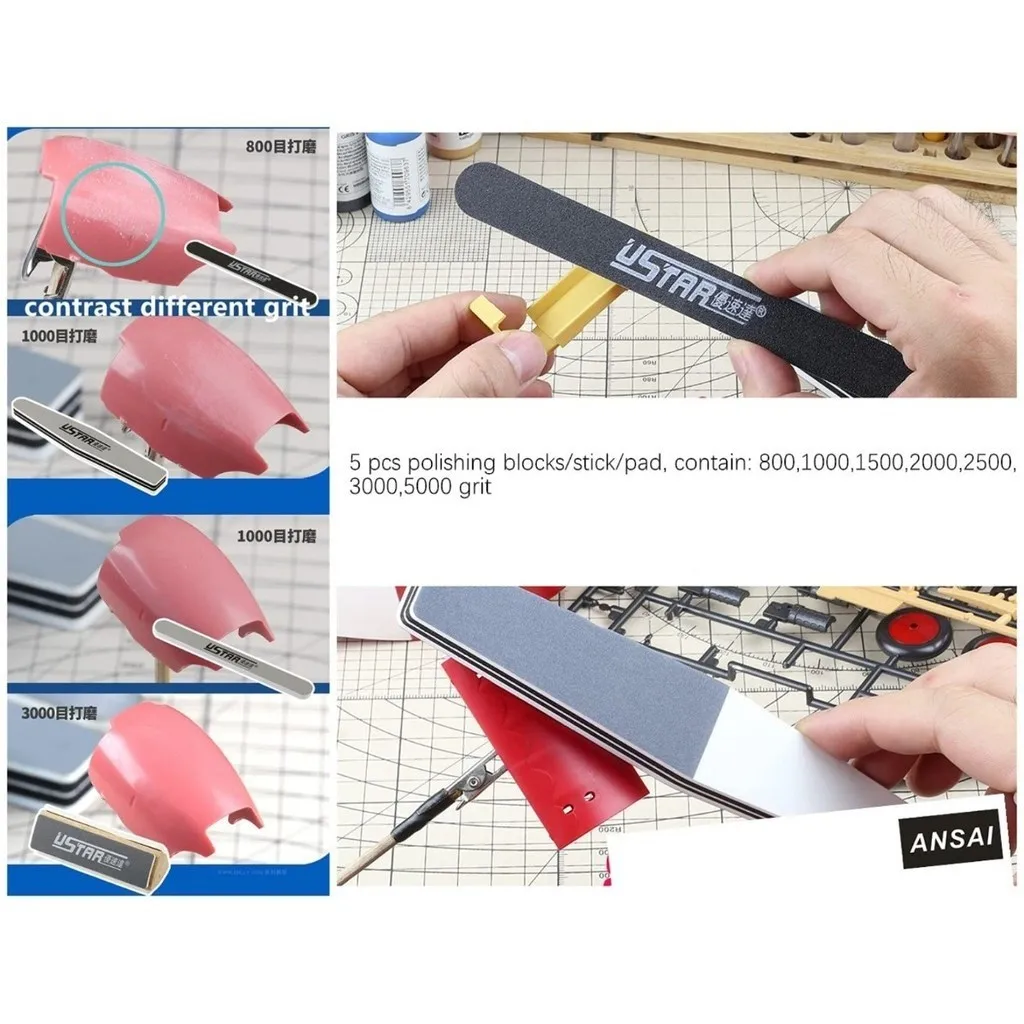 Ustar-moagem ferramenta para modelo gundam, haste de polimento, diy, diy, construção, pintura, passatempo, conjuntos de ferramentas, 5pcs