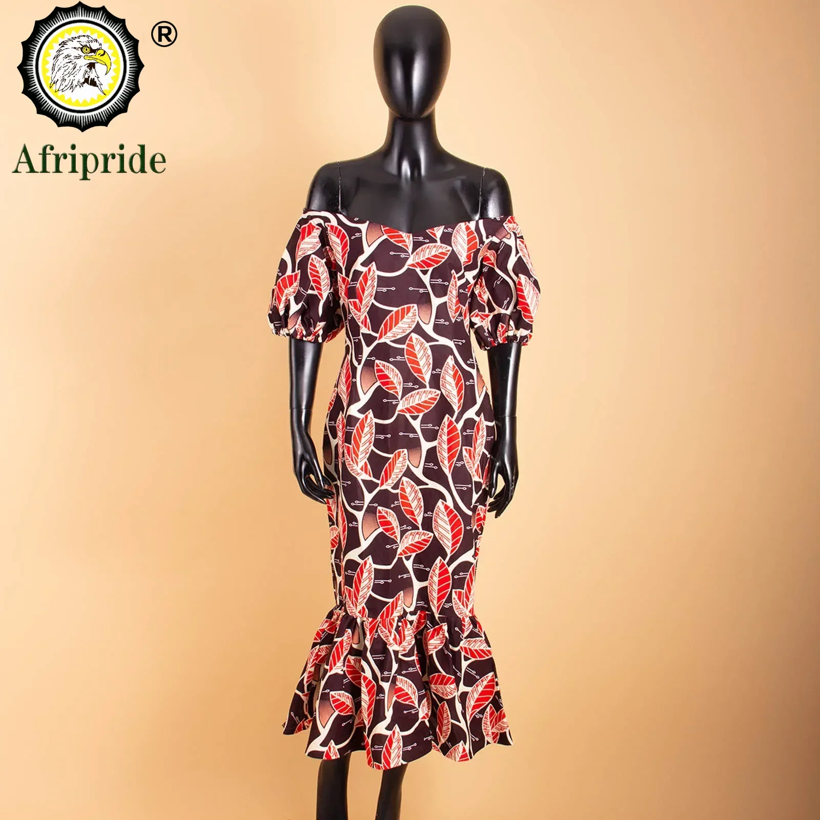2026 African Dresses for Women Dashiki Bazin Riche Private Custom Spring&autumn Pure Cotton Ankara Print Midi Dress S1825061