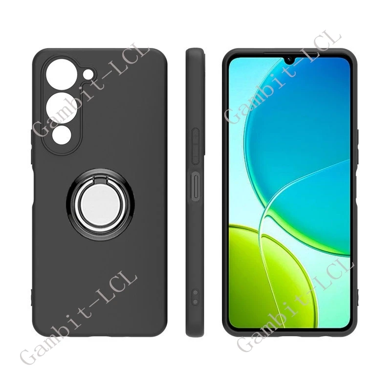 

For Vivo Y04 Y29s 5G 2025 VivoY04 VivoY29s 6.74" Back Ring Holder Bracket Phone Case Soft Original Shockproof Cover