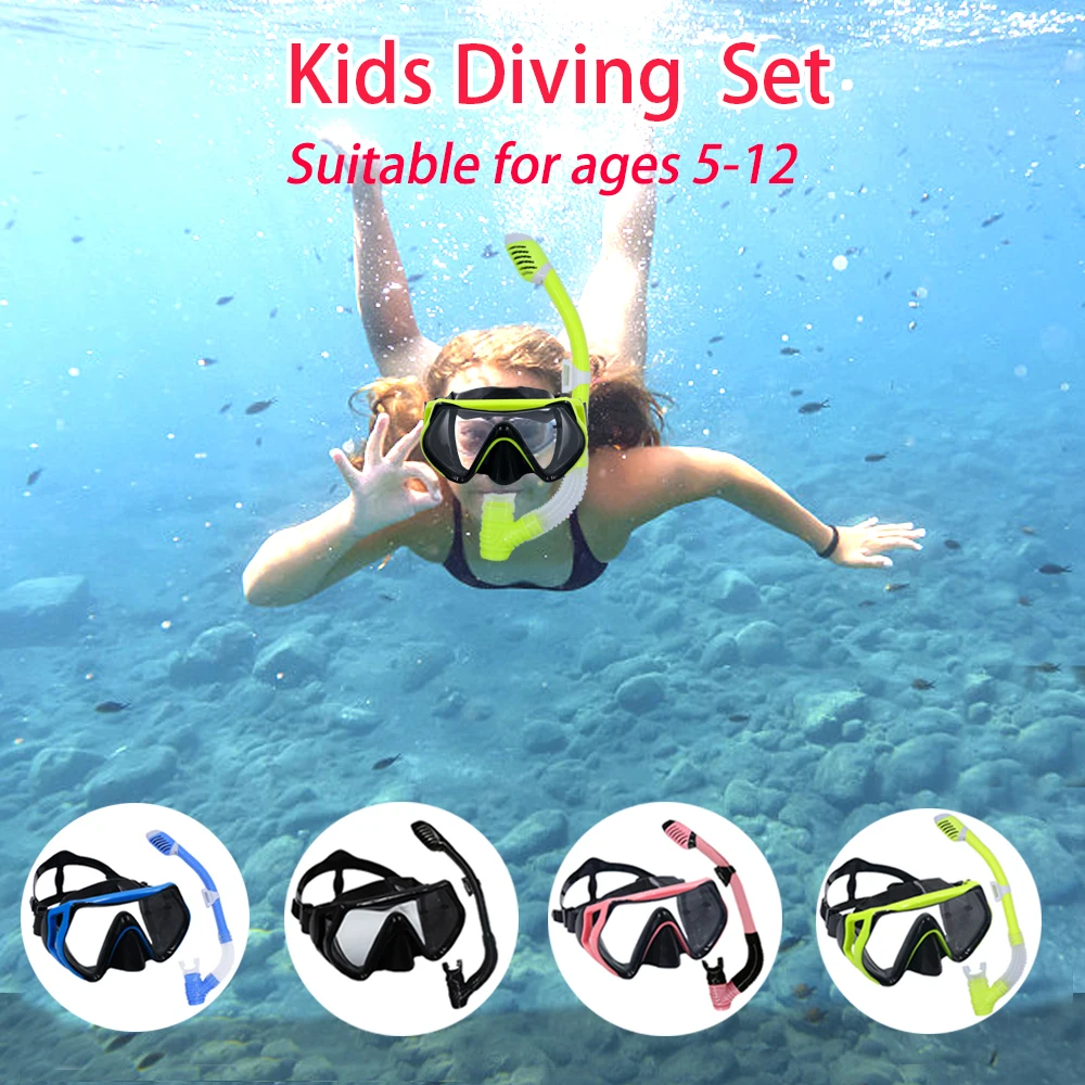 Snorkeling Diving Mask Set For Kids Diving Goggles Free-Diving Mask Glasses Professional Swimming Goggles Child Silicone Snorkel