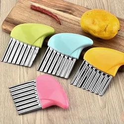 1Pc Random color Potato Cutter Stainless Steel Wavy Knife French Fry Chip Cutter Kitchen Vegetable Slicer Cooking