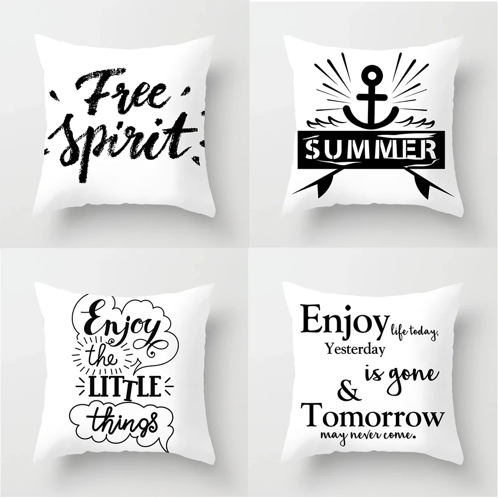 

Letter Printed Velvet Throw Pillow Cover 45x45cm Art Quote Cushion Cover Stylish Minimalist Home Decor for Living Room Bedroom