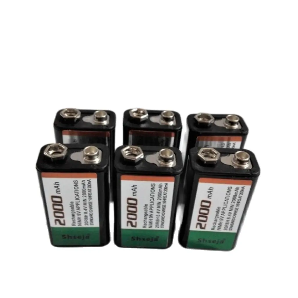 

6pcs/lot SHSEJA 2000mAh 9V rechargeable battery 9V NiMH battery for metal detection instrumentation free shipping