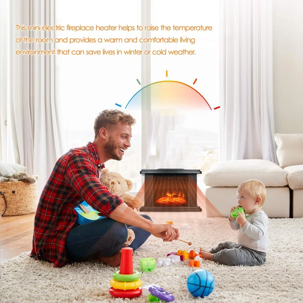 Hater de chimenea eléctrica de 1000W para el hogar con chimenea con Control remoto, decoración de llama eléctrica, calentador de espacio interior portátil