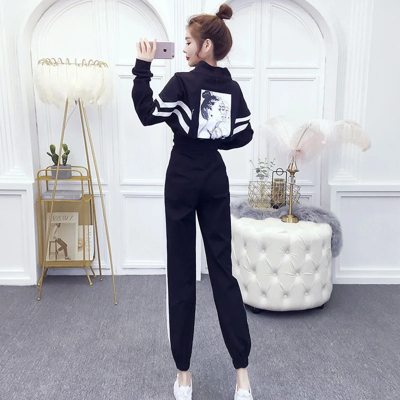 Two Piece Set Sportswear Women's Spring And Autumn 2023 New Korean Sweater Top High Waist Casual Pencil Pants Plus Size Clothing