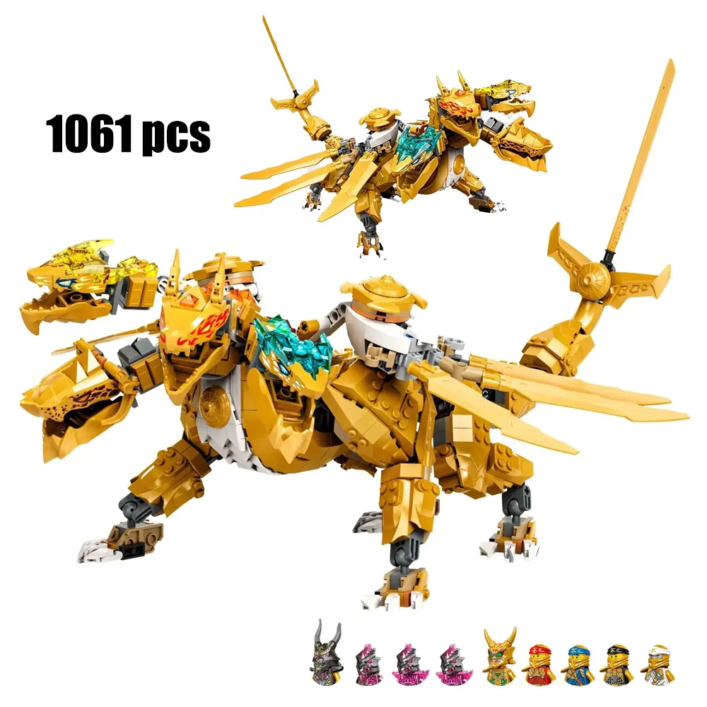 Creative Lloyd Golden Ultra Dragon Building Blocks Four-Headed Dragon Mech Figures Bricks Toys For Children Gifts 71774