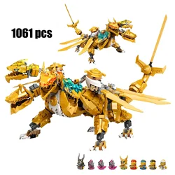 Creative Lloyd Golden Ultra Dragon Building Blocks Four-Headed Dragon Mech Figures Bricks Toys For Children Gifts 71774