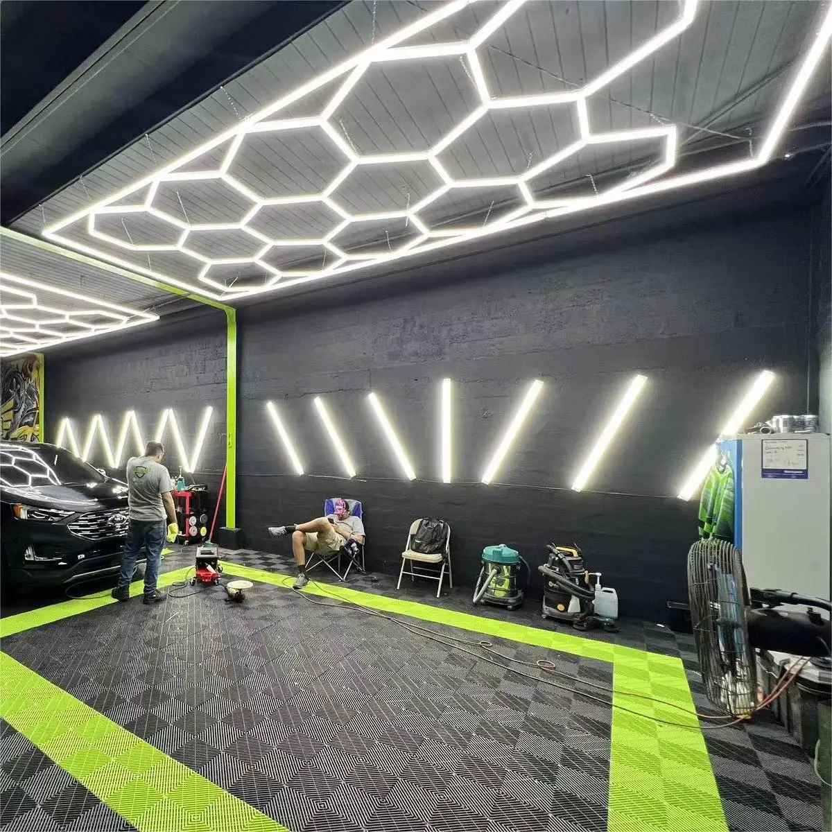 

Hexagon High Lightness Garage Light, Led Ceiling Wall Detailing, Car Workshop, Honeycomb Working Lamp