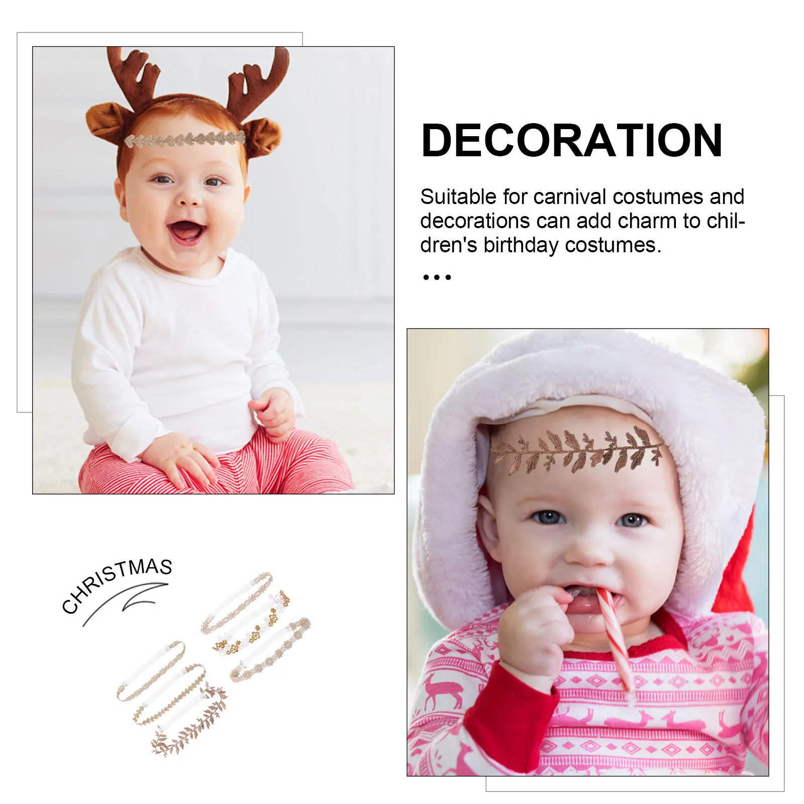 

6Pcs Flower Headband for Girls Premium Lace Hair Band Decorative Kids Headwear for Wedding Holiday Party Photo Prop