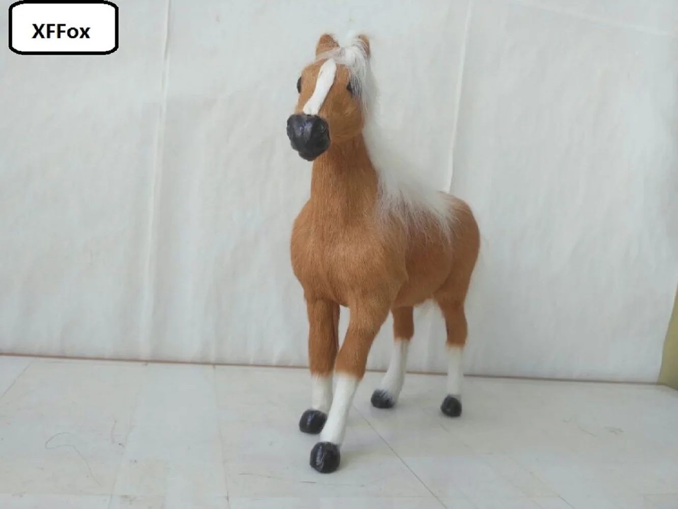 

cute real life yellow horse model plastic&furs simulation standing horse gift about 20x23cm xf1836